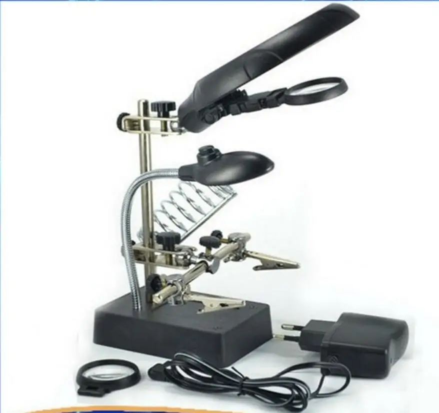 Multipower Helping Hand LED Magnifier with Clamps Solder jewelry Stand