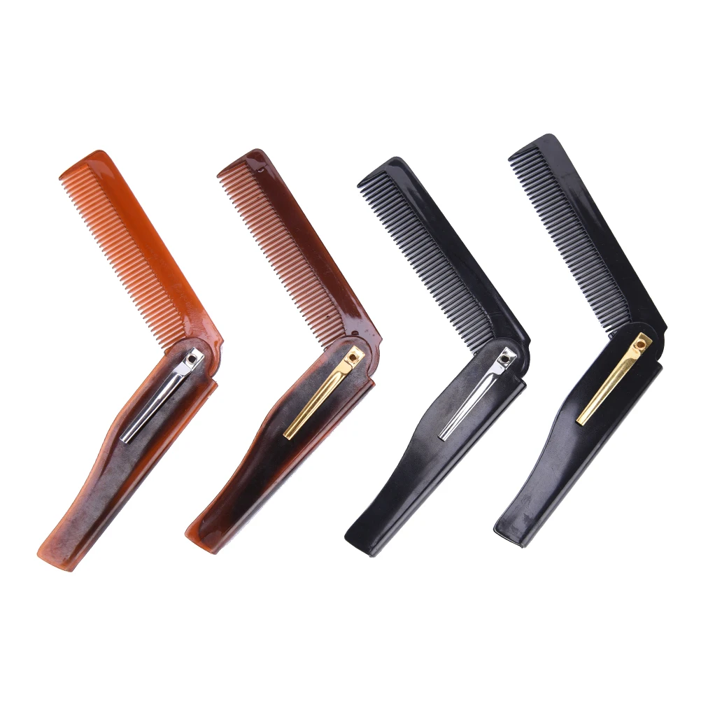Beard Comb Pocket-Clip Moustache Hair-Styling-Tool Foldable 170x20-X-10mm 4-Colors