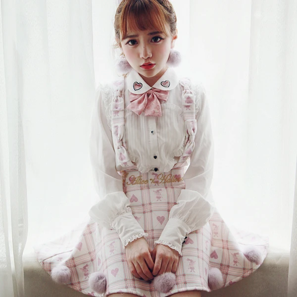 

Princess sweet lolita skirt Bobon21 Exclusive design Alice pocket watch rabbit embroidery Straps detachable Short skirt B1291