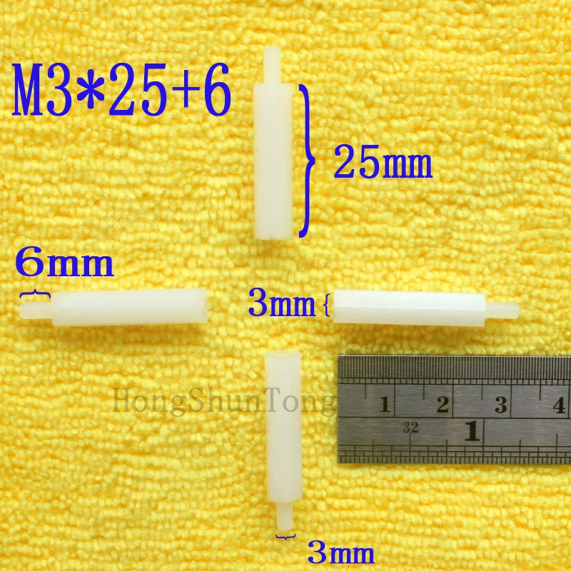 

1Pcs M3*25+6 White Nylon Standoff Spacer Standard M3 Male-Female 25mm Standoff Kit Repair Set High Quality