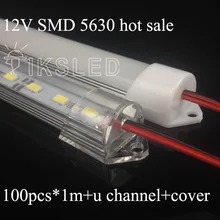 100 шт.* 1000 мм жесткая полоса 5630 Светодиодный светильник Высокая яркость 72 светодиодный s/M светодиодный DC 12 В+ алюминиевый профиль+ крышка