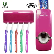 UNTIOR 2 шт./компл. пластиковый держатель для зубных щеток Автоматический зубная паста диспенсер с настенным креплением зубная щетка держатель аксессуары для ванной комнаты Набор