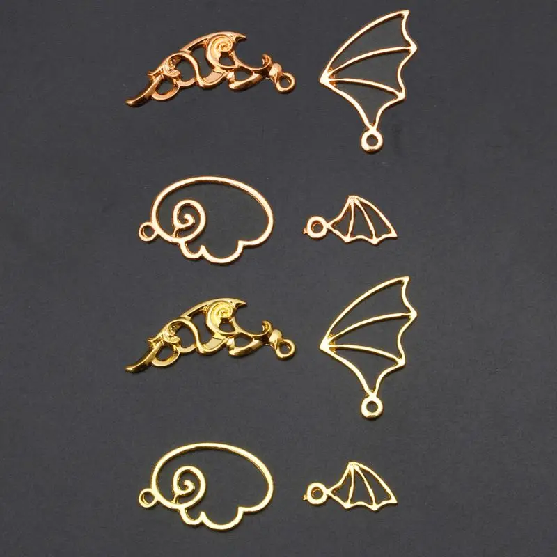 

Evil Angel Wing Metal Frame Pendant Open Bezel Setting UV Resin Jewelry Charm