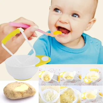 

Handmade Grinding Eating Baby Plate Bowl Feeding Baby Food Gadgets Dishes Supplement Fruits Feeding Bowl Holder