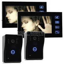 DIYSECUR Calidad Al Por Mayor 7 “Color LCD de la Puerta Del Timbre Del Teléfono de Intercomunicación Key Touch 2 IR Cámaras 2 Monitores SY806MJ22