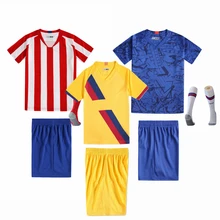 Комплекты для детей Футбольная форма для мальчиков и девочек Спортивные Детские Молодежные тренировочные костюмы пустой нестандартного номера Футбол набор с Носки