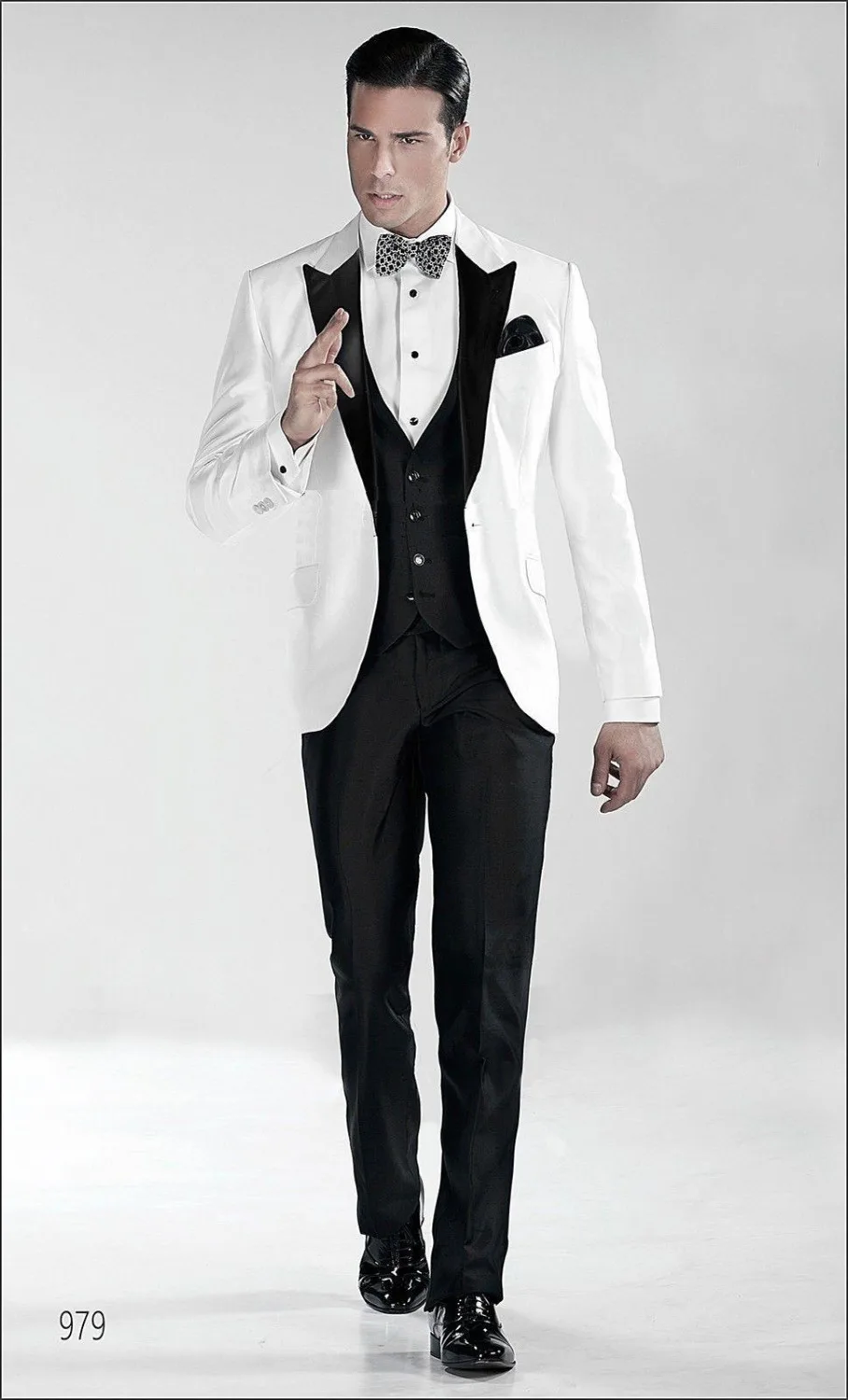 Новое поступление года, одежда для жениха на заказ, смокинги, пиковые черные мужские костюмы с отворотом, костюмы для свадьбы/выпускного(куртка+ брюки+ жилет