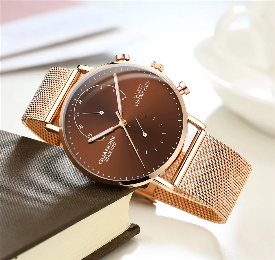 GUANQIN мужские часы Топ бренд класса люкс светящиеся часы для мужчин творческий бизнес нержавеющая сталь кварцевые наручные часы Relogio Masculino