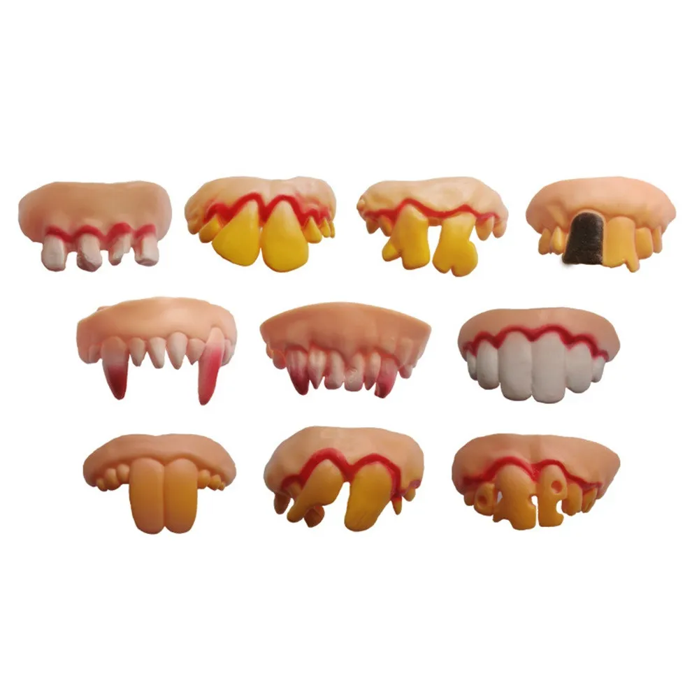

1PC Tricks Toy Replica Disgust Ugly Denture False Rotten Teeth model Tooth Funny Gags Jokes Kids Gift