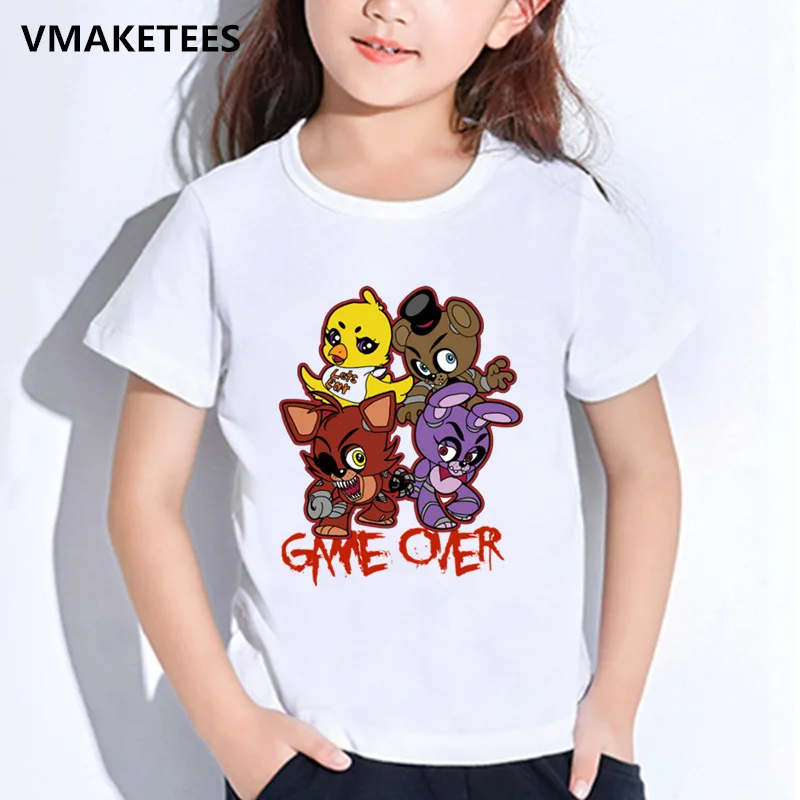Детские летние футболки для мальчиков и девочек детская футболка с принтом «пять ночей с Фредди» забавная одежда для малышей с принтом «5 Фредди» HKP2408