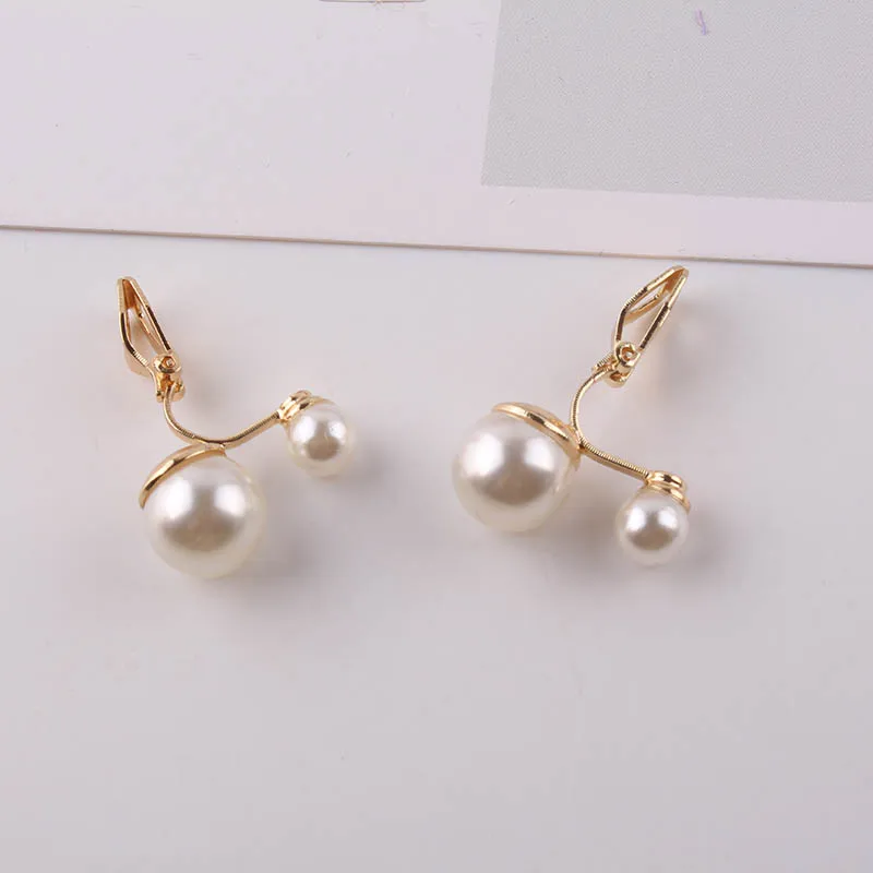 JIOFREE Simulated Pearl Statement Clip on Earrings Women Wedding Party no pierced Earrings Maxi Jewelry Love Christmas Gift