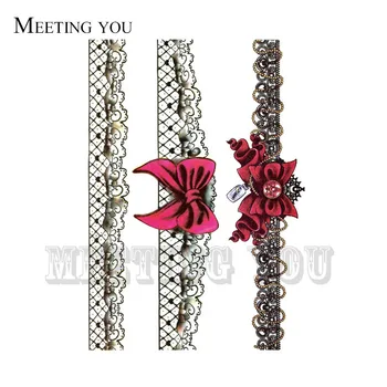 

HD Women Large Tatoo/Temporary Sticker/Vintage cool Red bow leg ring Temporary Tattoos/Stickers original Design tattoo