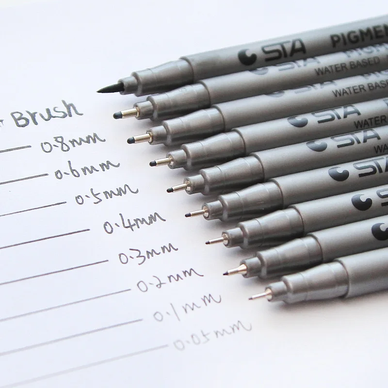 STA эскизные маркеры, маркерные ручки, различные размеры наконечников, пигментные подводки на водной основе для рисования, почерк, канцелярские принадлежности