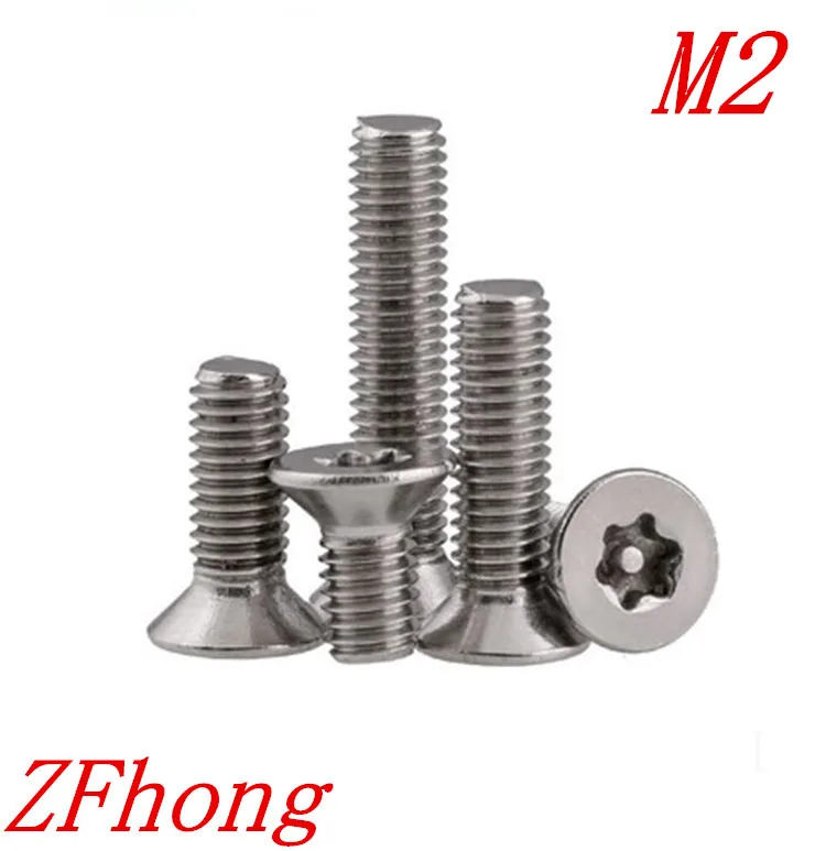 100PCS M2*4/5/6/8/10/12 A2 Stainless Steel Torx Flat Countersunk Head Tamper Proof Security