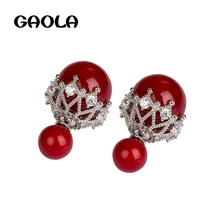 GAOLA дизайн Новое поступление Классические жемчужные круглый, кубический цирконий серьги гвоздики для женщин GLE5689Y