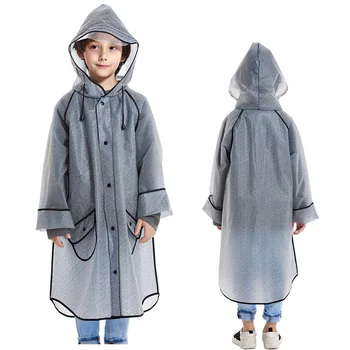 

High quality thick reusable fashion printed pattern waterproof EVA foldable boy girl long raincoat jacket for children