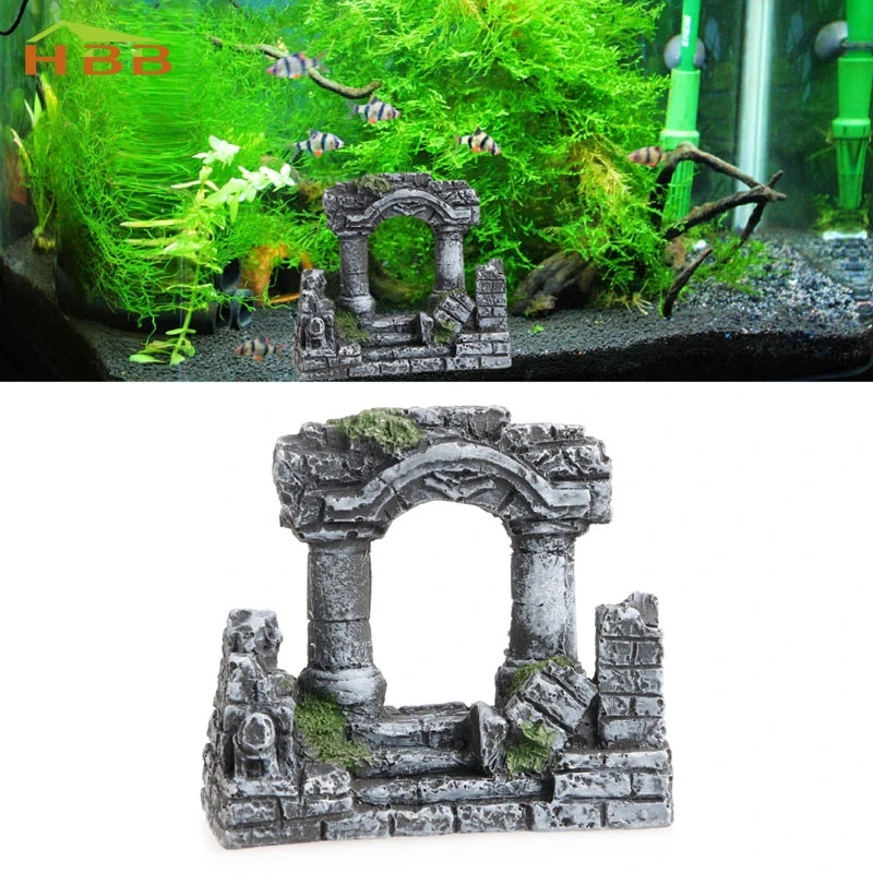 

S-home Resin Rome Square Stone Pillars Aquarium Landscaping Fish Tank Decor Bi-Columns MAR9