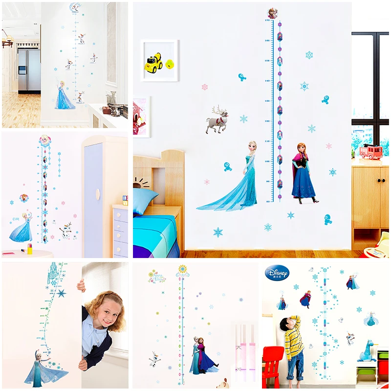 

cartoon disney frozen height measure wall stickers bedroom home decor Elsa Anna princess growth chart wall decals posters
