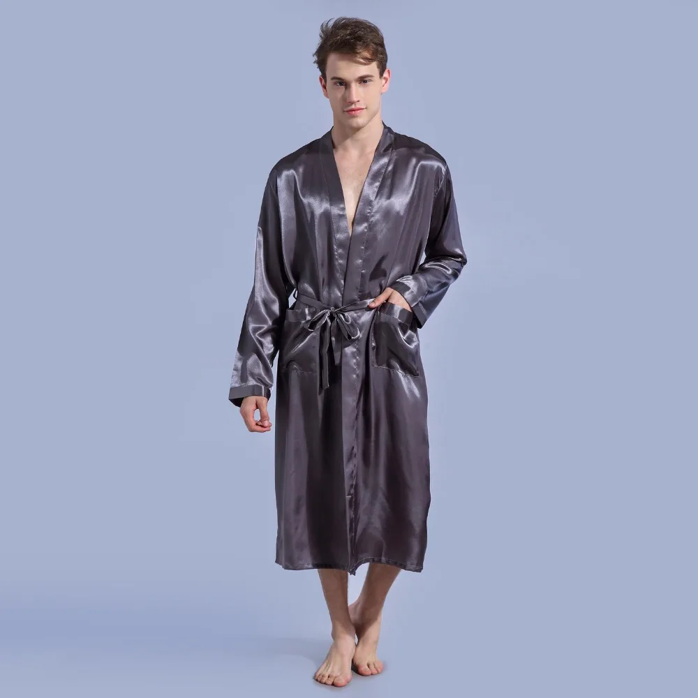 Rayon Robe Kimono Vestido Sólida roupão de