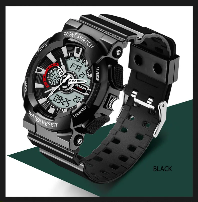 Новое поступление сандалии G Стиль кварцевые цифровые часы с двойным временем мужские модные спортивные часы люксовый бренд военные армейские часы Reloj