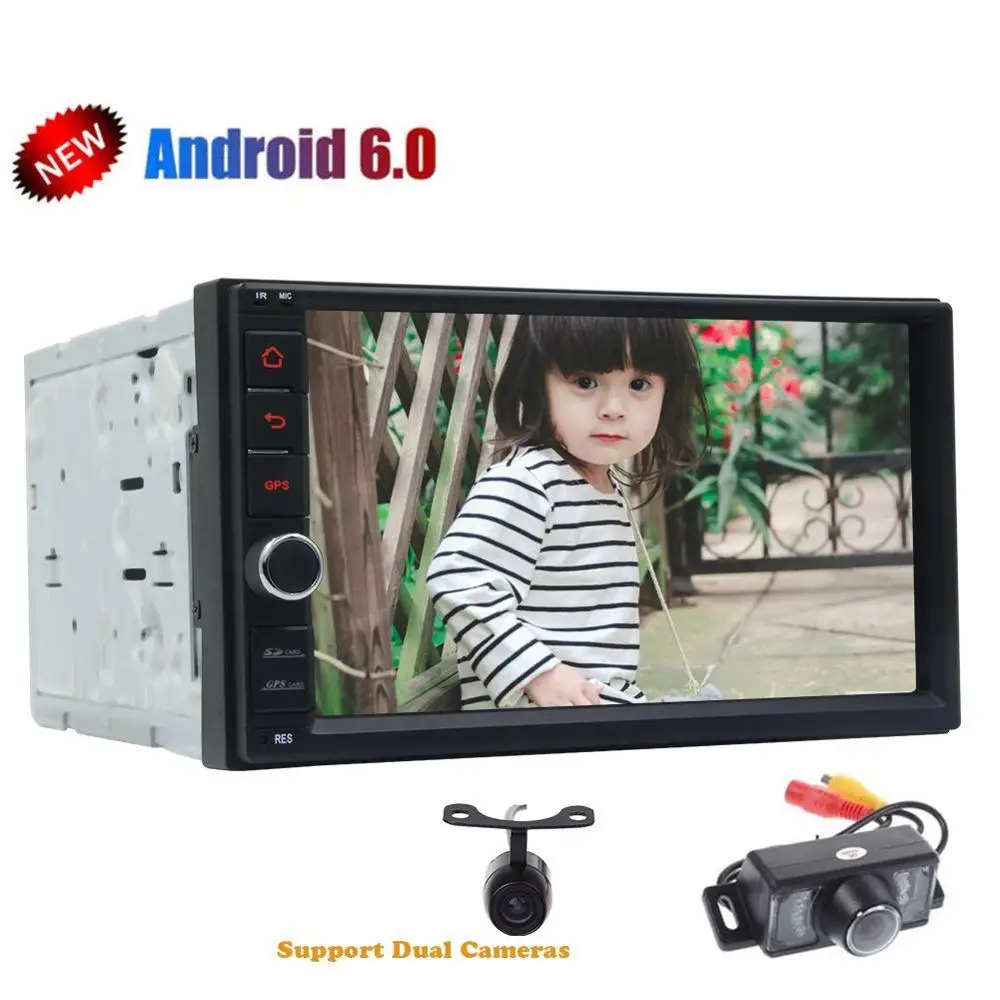

free camera+Android 6.0 Car Radio Stereo Head Unit Double two 2Din Android 6.0 Radio Auto GPS Navigation Mirror WiFi 1080P video