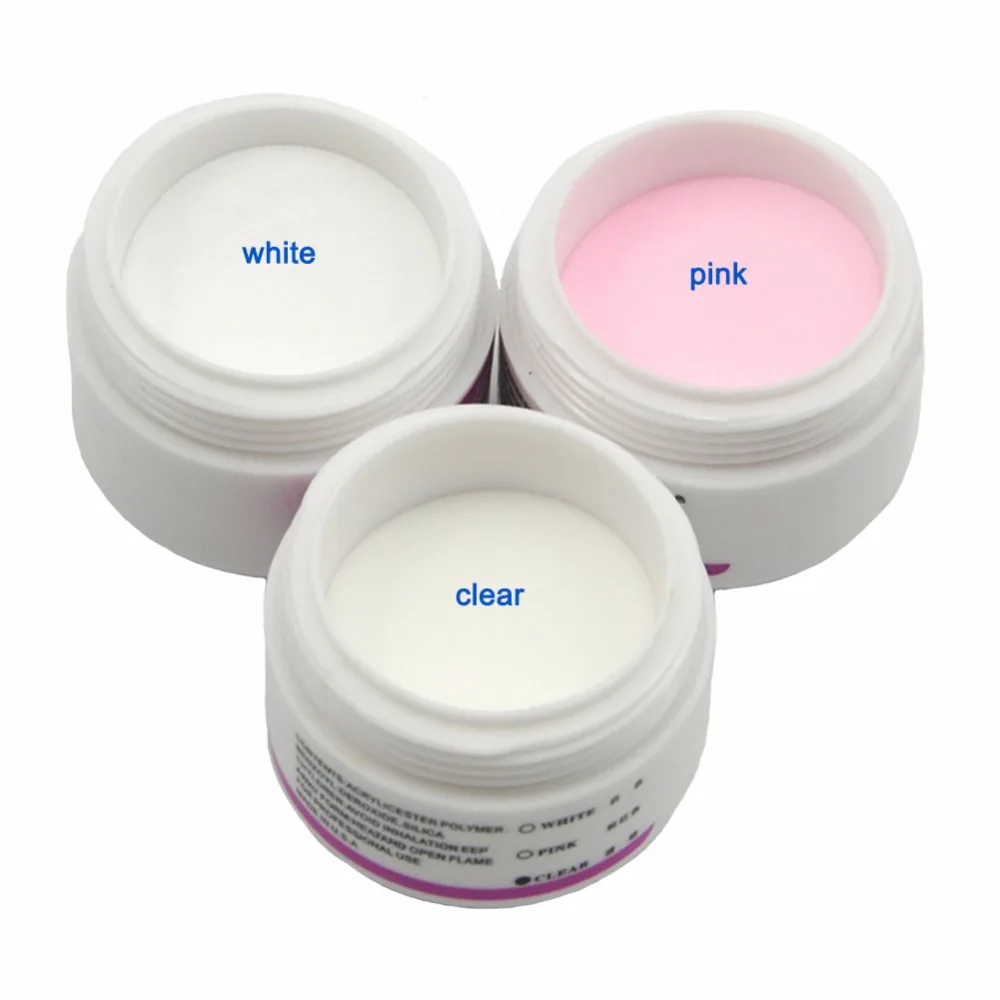 BORN PRETTY 10ml Pink White Clear Acrylic Powders For Nail 