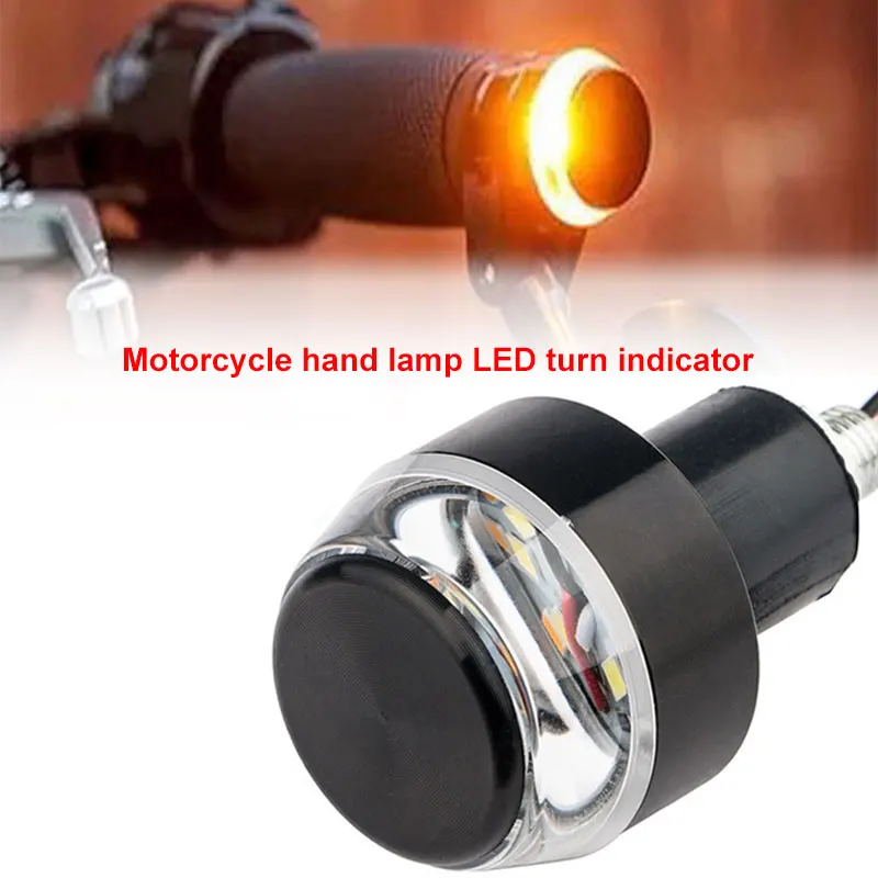 1 Pc 22mm LED Motorcycle Handlebar End Turn Signal Light Yellow Universal Indicator Flasher