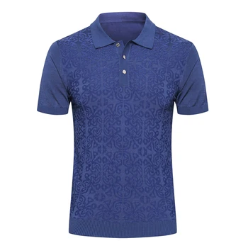 

Billionaire polo shirt silk men 2019 summer new Business casual Breathable elasticity button thin Big size M-5XL free shipping