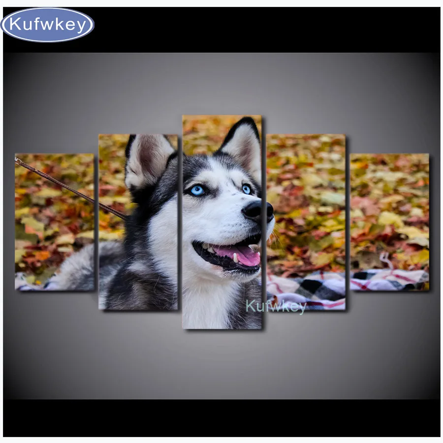 

4pcs Diamond Painting Cross Stitch Kits Full Diamond Embroidery diy Art Husky Pet Painting puzzle 5D Diamond Mosaic home decor