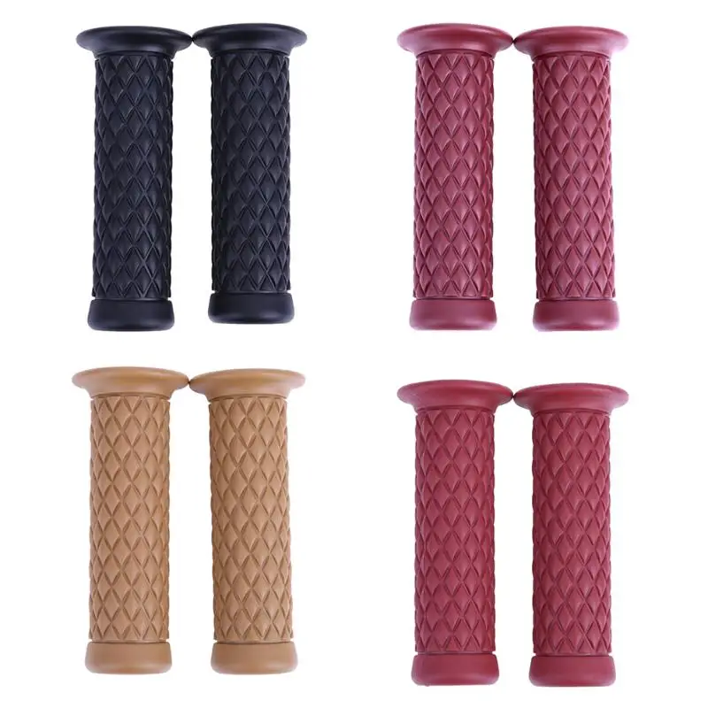 2Pcs Motorcycle 7/8" Rubber Handlebar Hand Grips Bar End Non slip Girds