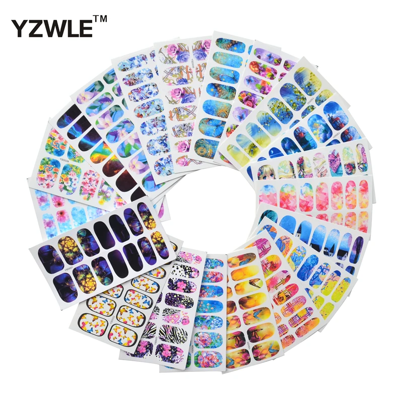 Wuf 20 Sheets Diy Decals Nails Art Water Transfer Printing Stickers For Nails Gel Polish