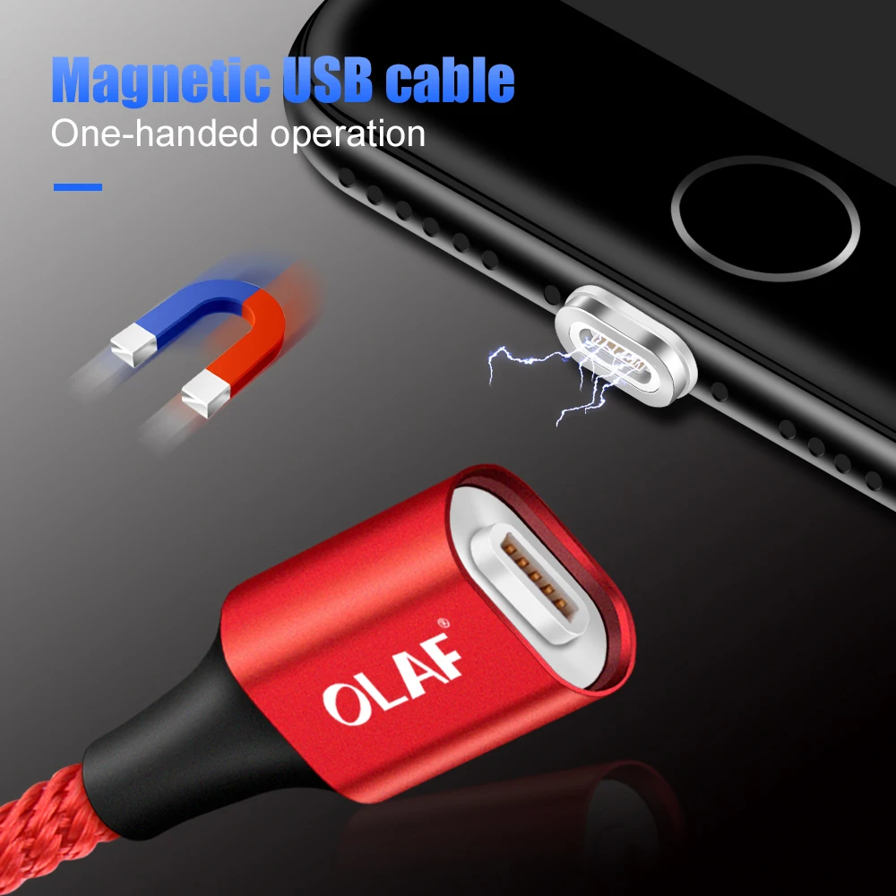 La OLAF 3A LED USB de carga magnética Micro Cable para Xiaomi Huawei Micro USB Cargador rápido para Cable de datos de Samsung Microusb cable