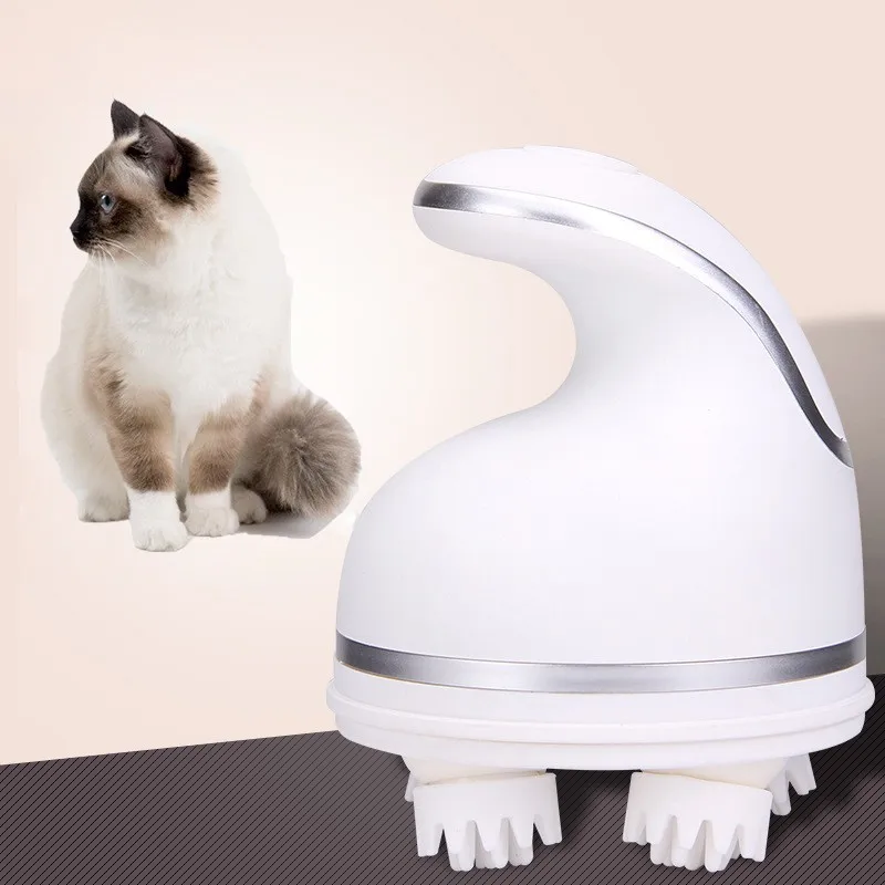 Мягкий Электрический массажер для домашних животных, зарядка через usb, 3D Головка кошки, всенаправленный автоматический вращающийся массажер, моющийся, забавная игрушка для кошек, для домашних собак