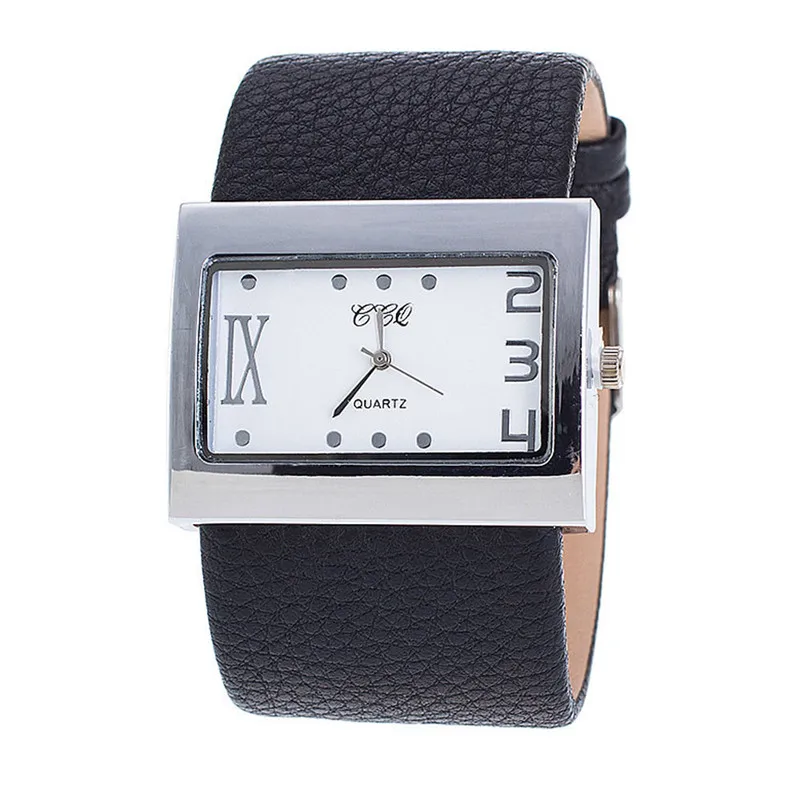 

Luxury Brand PU Leather Watches Men Women Alloy Analog Quartz Wrist Rectangle Quartz-Watch Big Dial Female Clock Women Watches