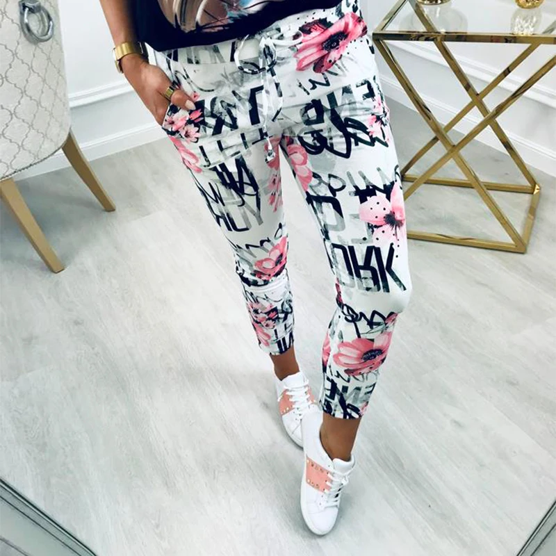 

2019New Elastic Printed Pencil Pants, Women's Pants Increased Size Tight Pants S-3xl