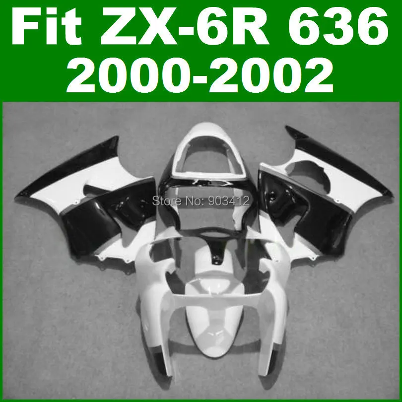 Бело черные Обтекатели для Kawasaki 2000 2001 2002 ZX6R комплект обтекателей Ninja ZX 6R 636 00 01 02