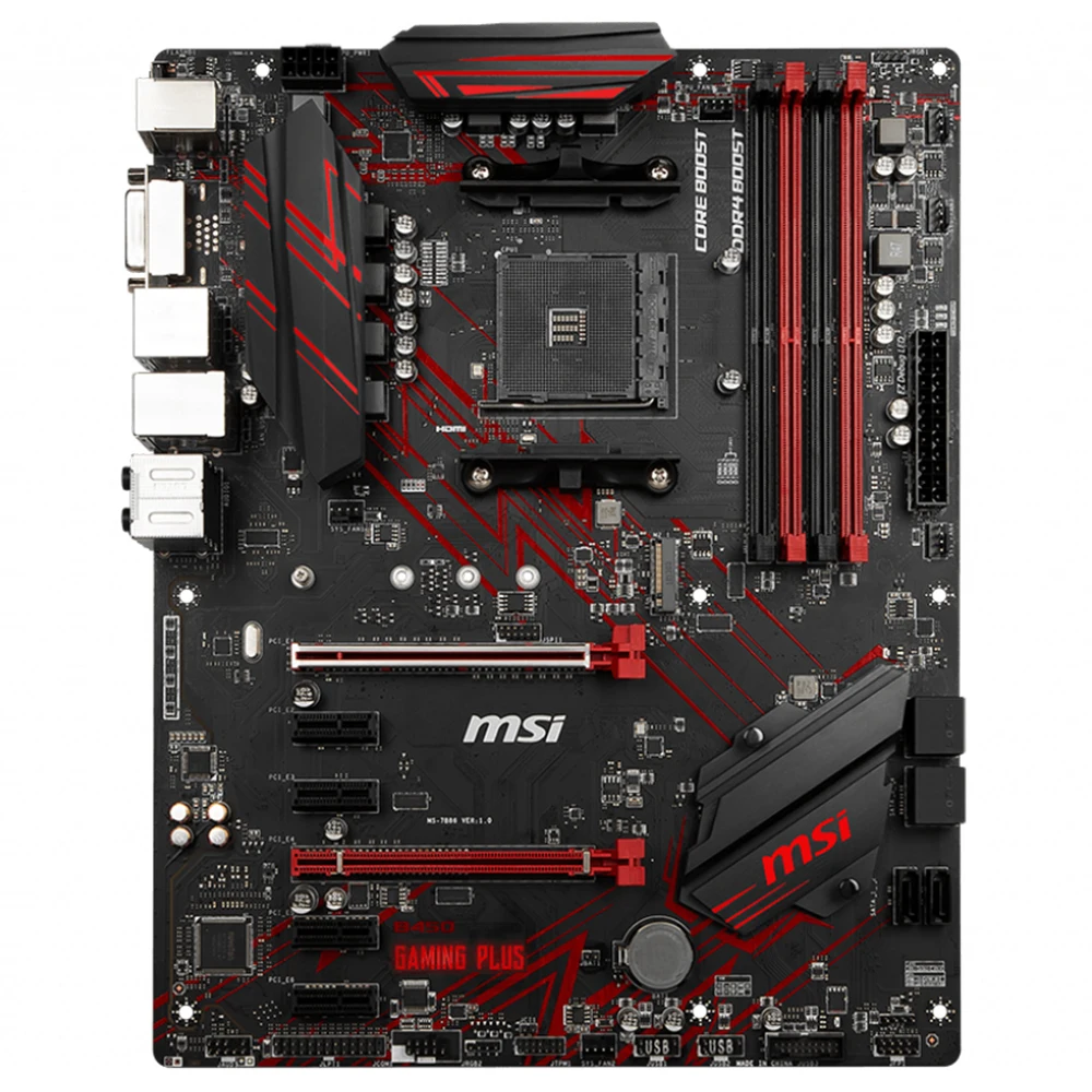  Neue MSI B450 GAMING PLUS original mainboard Sockel AM4 DDR4 USB2.0 USB3.1 DVI HDMI 64GB B450 Deskt