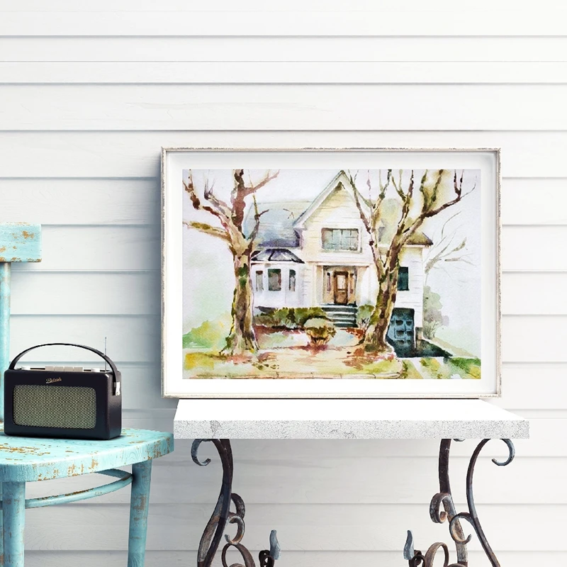 Twilight Bella Swan House Watercolor Poster Home Decor