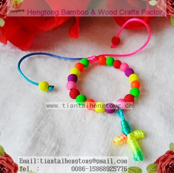 

10pcs/lot colorful cord rosary bracelet/6MM plastic rubber bead bracelet/rainbow color rope bracelet free shipping