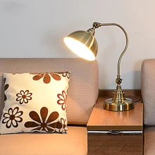 Винтажная медная лампа американская прикроватная офисная лампа Роскошная модная декоративная лампа ретро Европейский металлический арт декоративная настольная лампа