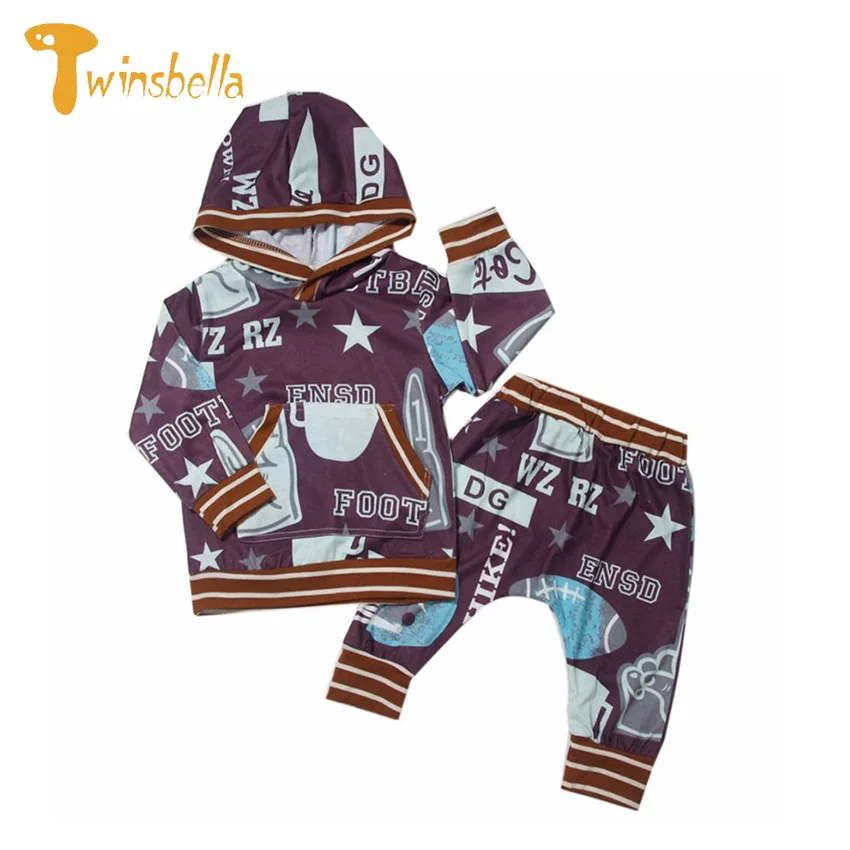 TWINSBELLA Baby Boy Clothing Set Fashion Sports Hoodies+Pants Suits Star Football Printed Kids Streetwear Outfits Clothes Sets