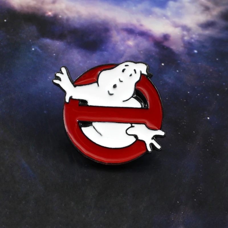 Film Ghostbusters Logo Cartoon Wit Spook Breaking Through Rode Ronde Entree Overdreven Grappige Revers Badge Film Fan Souvenir Brooches Aliexpress