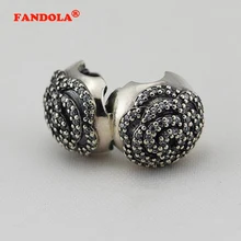 Подходит для Pandora шармы Браслеты и ожерелья стерлингового серебра 925 ювелирные изделия зажим в Форме Розы бусины с четким CZ