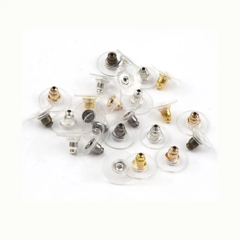 

100pcs Silicon Stud Earring Back Stoppers Ear Post Nuts for Jewelry Making Handmade Findings Component Gold and Silver Color