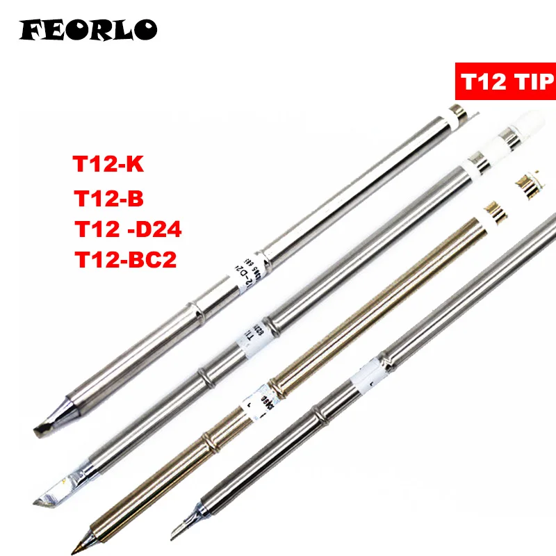 Feorlo 4 шт. T12-C4 T12-BC1 T12-C1 T12-D12 жало паяльника T12 серии для Hakko FX-950/FX-951 - Цвет: K KB D24 BC2