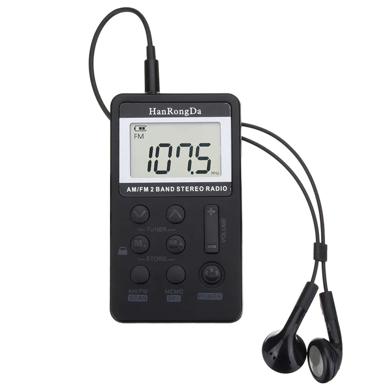 

LEORY Universal Digital LCD Radio AM/FM Dual Band Stereo Pockets Radio Receiver w/ LCD Display & Earphone & Rechargeable Battery