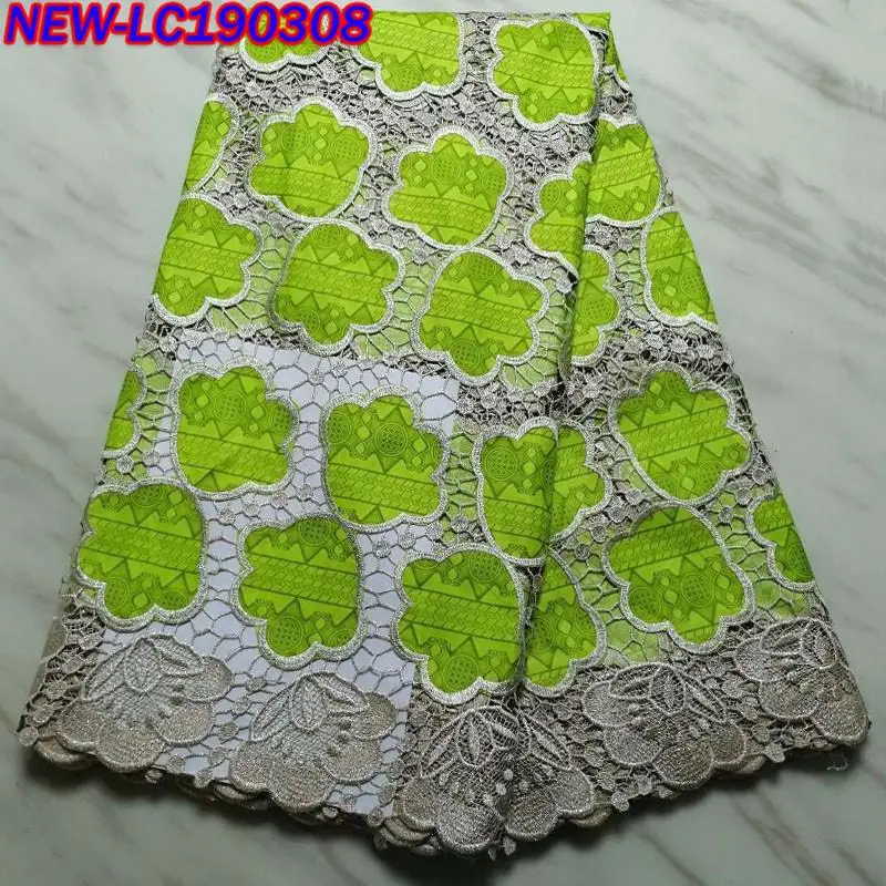 

Latest Green African Cord Lace Fabric High Quality Nigerian Guipure Lace Fabric 2019 embroidered Water Soluble Lace Fabric JE004