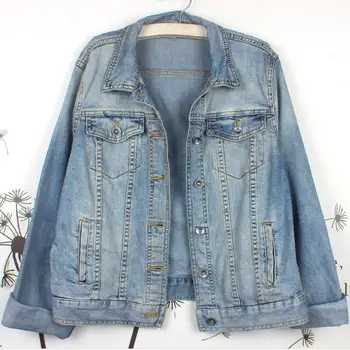 

Autumn Women Denim Jacket 2020 Bf Wind Jean Jacket Loose Long Sleeve Coats Large size 2XL