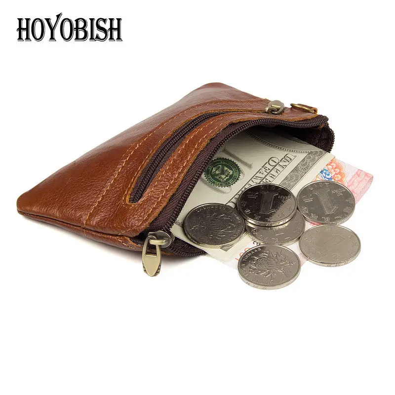 

HOYOBISH 2018 Vintage Cowhide Coin Purse Small Purse For Men and Women 100% Genuine Leather Card Holder Coins Organizer OH198