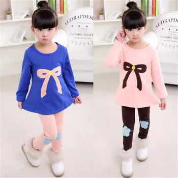 

Spring Autumn Girl Suit Childern Clothing Sets Baby Girls Tracksuit Kids Outfits Set 2019 Winter Cotton Plus Velvet Thicken 2-11